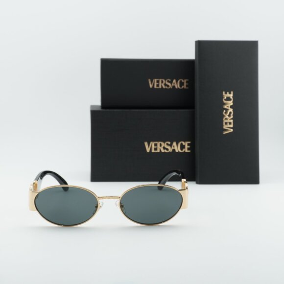 Versace VE2299 1002/87 Oval Sunglasses - Gold/Black/Dark Grey main image 4